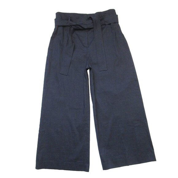NWT Theory Belted Crop in Concord Eco Crunch Linen Blend Wide Leg Pants 12 - Picture 1 of 5